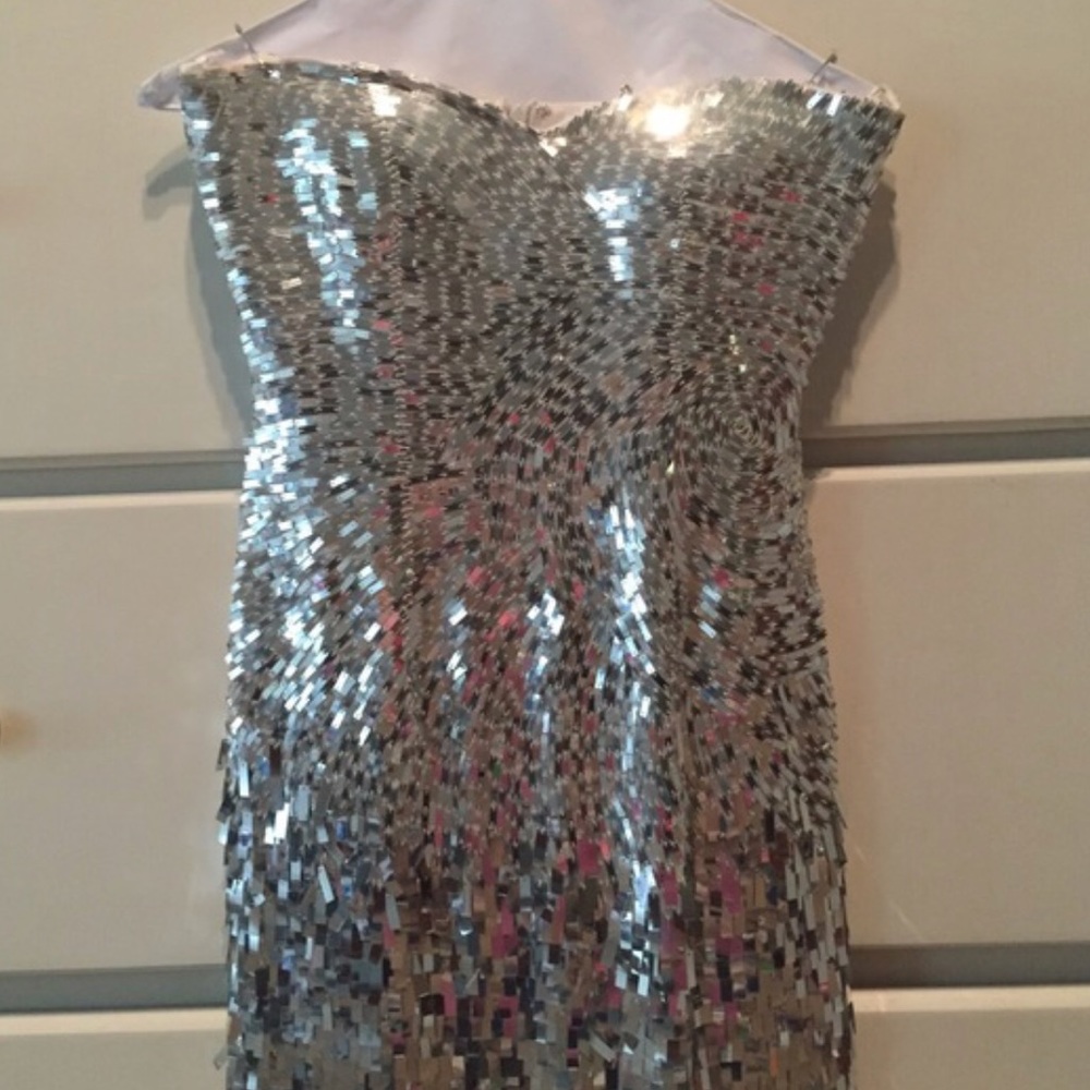 Sherri Hill Silver Sequin Cocktail